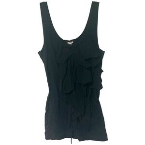 J. Crew Stylish Black cotton Ruffle front sleeveless Tank Top